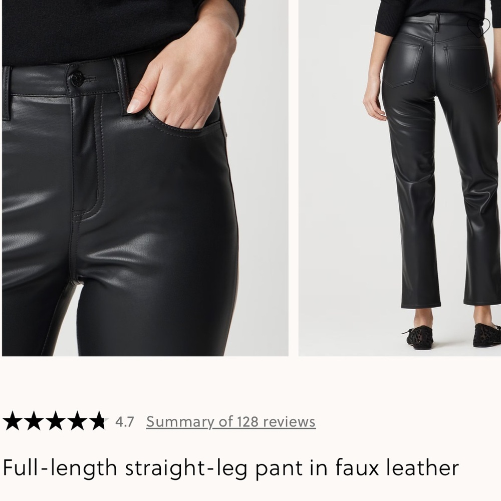 J Crew Sleek Black Faux Leather Pants